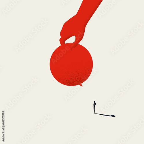 Woman discrimination vector concept. Shutting up women, suppression of their voice, inequality symbol.