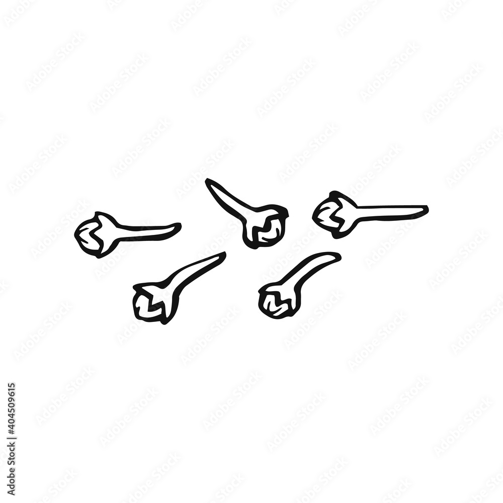 Hand drawn cloves. Design elements isolated on white. Cooking icons. Vector illustration Hand drawn cloves. Design elements isolated on white. Cooking icons. Vector illustration
