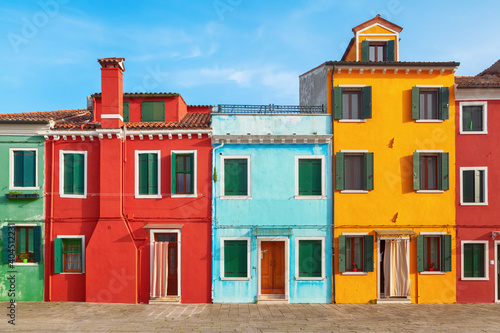 Traditional small colorful houses on Burano island, Venice, Italy