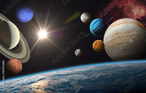 Fototapeta Naklejka Na Ścianę i Meble -  Earth and Solar system planets. Elements of this image furnished by NASA. 
