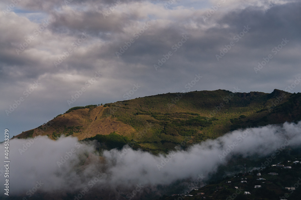 Colombian mountains at dawn, tucked between the clouds.
