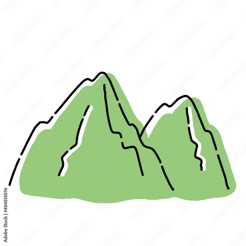 Obraz premium 手書き風 山のイラスト 山/アウトドア/キャンプ