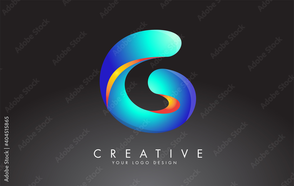 Colorful G letter logo with carved effect. Rounded font style, vector design template. Colorful G letter logo with carved effect. Rounded font style, vector design template.