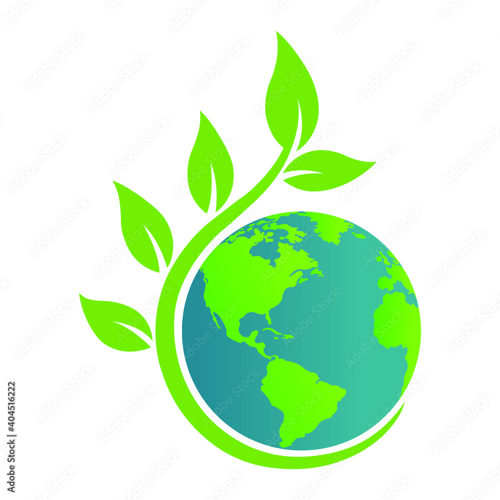 Environmental friendly. Earth go green logo icon vector illustration.