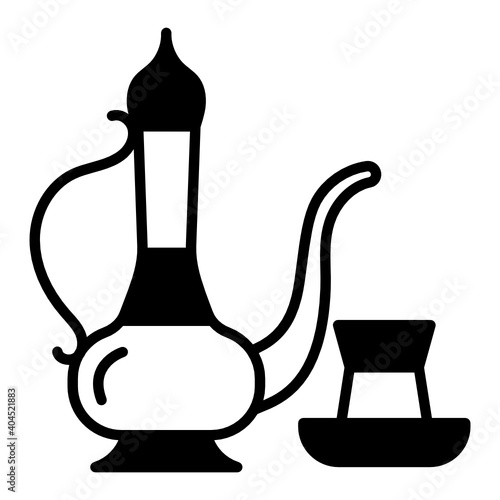 Coffea arabica beans Vector Glyph Icon Design, Arab culture and traditions Symbol on white background, Islamic and Muslim practices Sign, Dallah Concept,