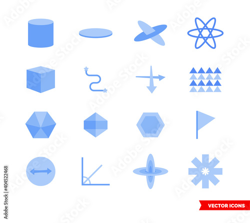 Geometry icon set of color types. Isolated vector sign symbols. Icon pack.