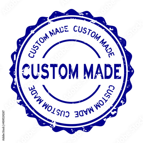 Grunge blue custom made word round rubber seal stamp on white background
