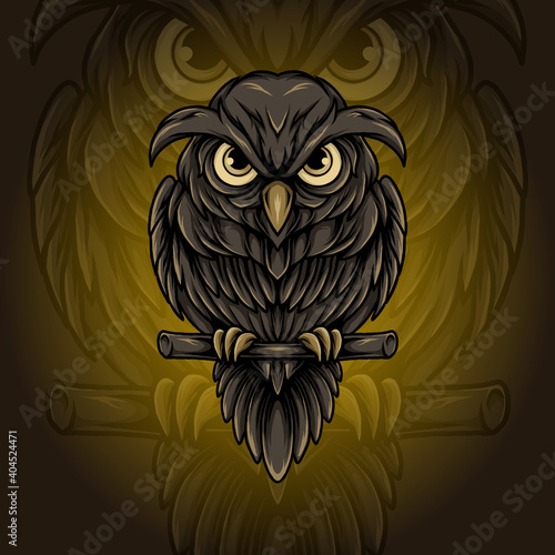 Owl illustration. Owl mascot vector. Owl logo icon