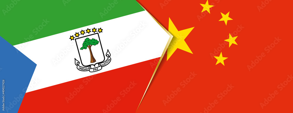 Equatorial Guinea and China flags, two vector flags. Equatorial Guinea and China flags, two vector flags.