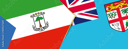 Equatorial Guinea and Fiji flags, two vector flags.