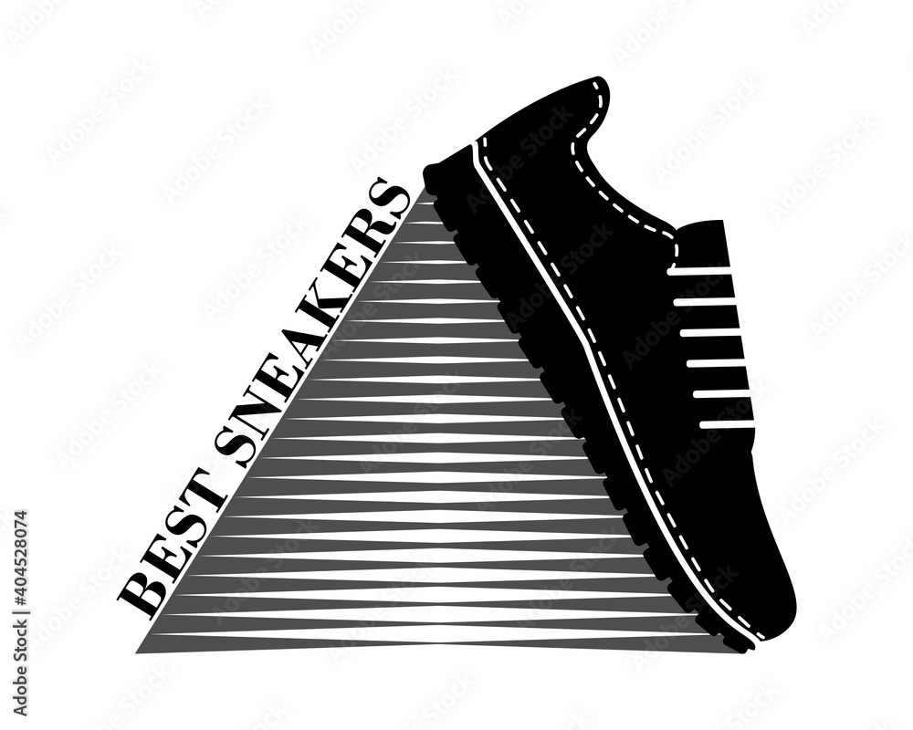 Best sneakers. Vector silhouette. Illustration, icon, logo. Side view.