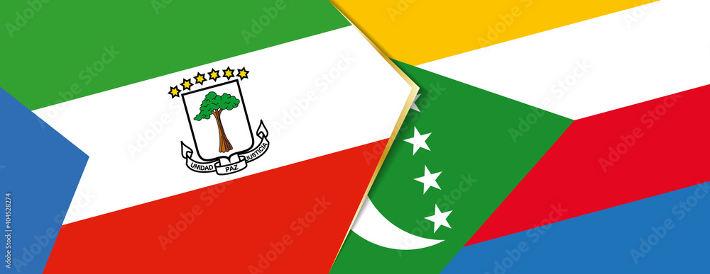 Equatorial Guinea and Comoros flags, two vector flags. Equatorial Guinea and Comoros flags, two vector flags.