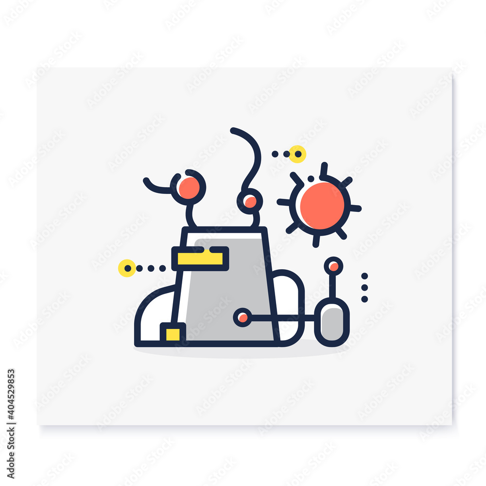 Contamination spread color icon. Disease spreading and air pollution concept. Infection transfer in polluted air. Smoke, greenhouse effect .Isolated vector illustration