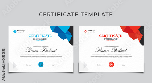 Red And Cyan Certificate of Achievement Template (ID: 404530893)