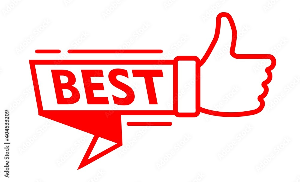 Red best with thumb up recommended design vector illustration tag Red best with thumb up recommended design vector illustration tag