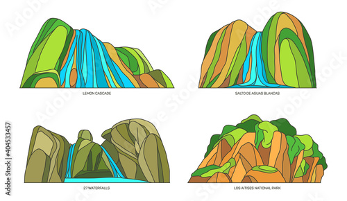 Set of isolated Dominican Republic nature sights