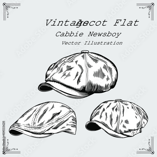 Obraz na plátně Vintage newsboy hat vector