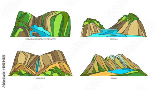 Set of signs for canadian natural monuments