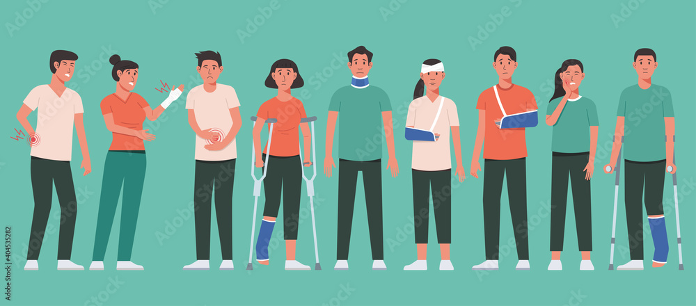 Φωτογραφία Human body pain and physical injury concept of young man and woman character wit