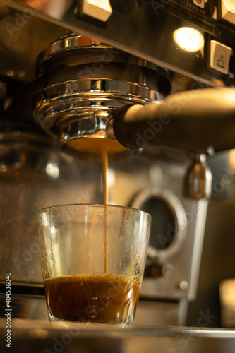 Coffee machine preparing espresso