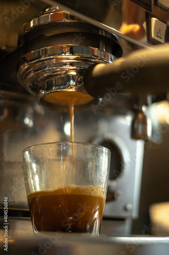 Coffee machine preparing espresso