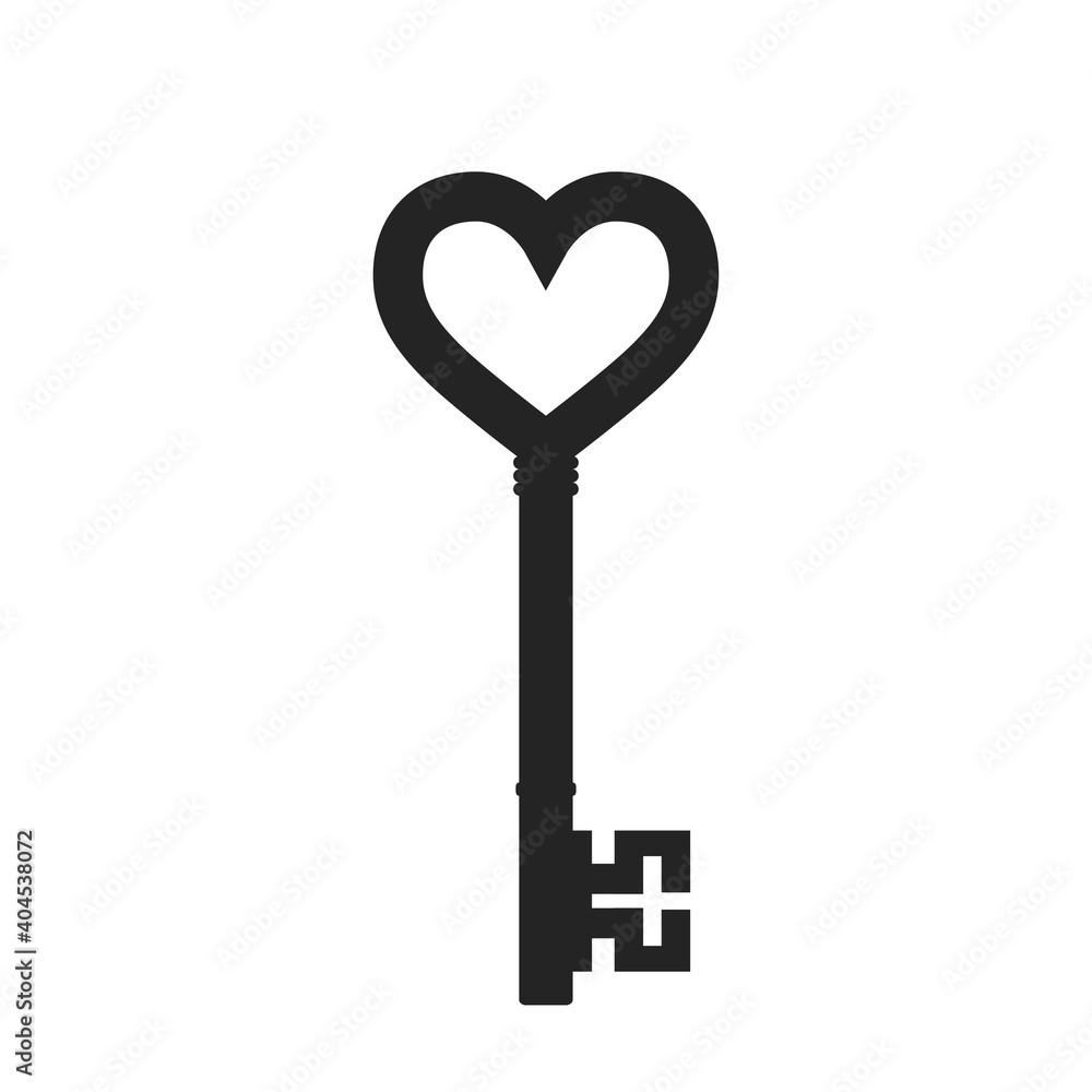 heart key icon. valentines day design element. love symbol heart key icon. valentines day design element. love symbol