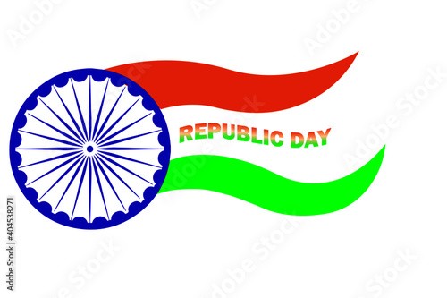 Indian flag with tricolor and text of republic day