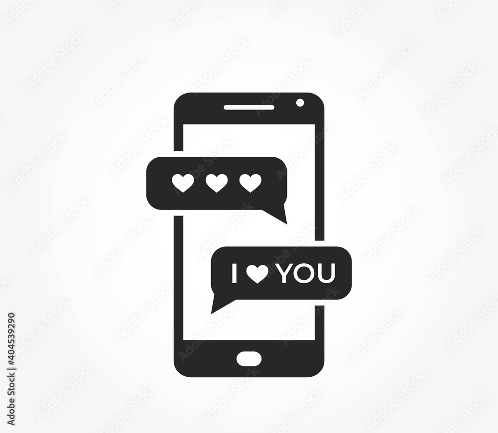 phone with love message. mobile love conversation icon. valentines day and love symbol phone with love message. mobile love conversation icon. valentines day and love symbol