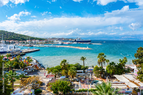 Cesme Town view from Cesme Castle . Cesme is populer tourist destination in Izmir Province.