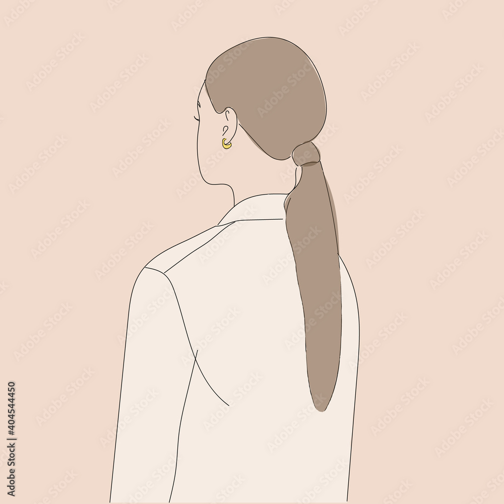 Illustration of a girl. The aesthetics of the graceful lines of the body. Beautiful art. Atmospheric image. Drawings for books, magazines, and postcards. Vector graphics