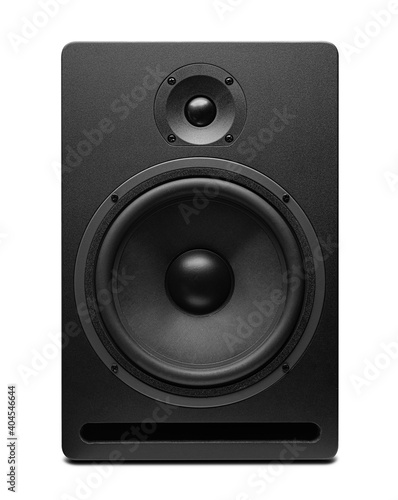 Black speaker isolated on a white background. photo