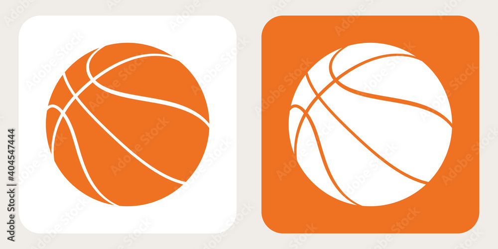 Basketball Vector Icons. Orange and White Basket Ball. Half-Turn View