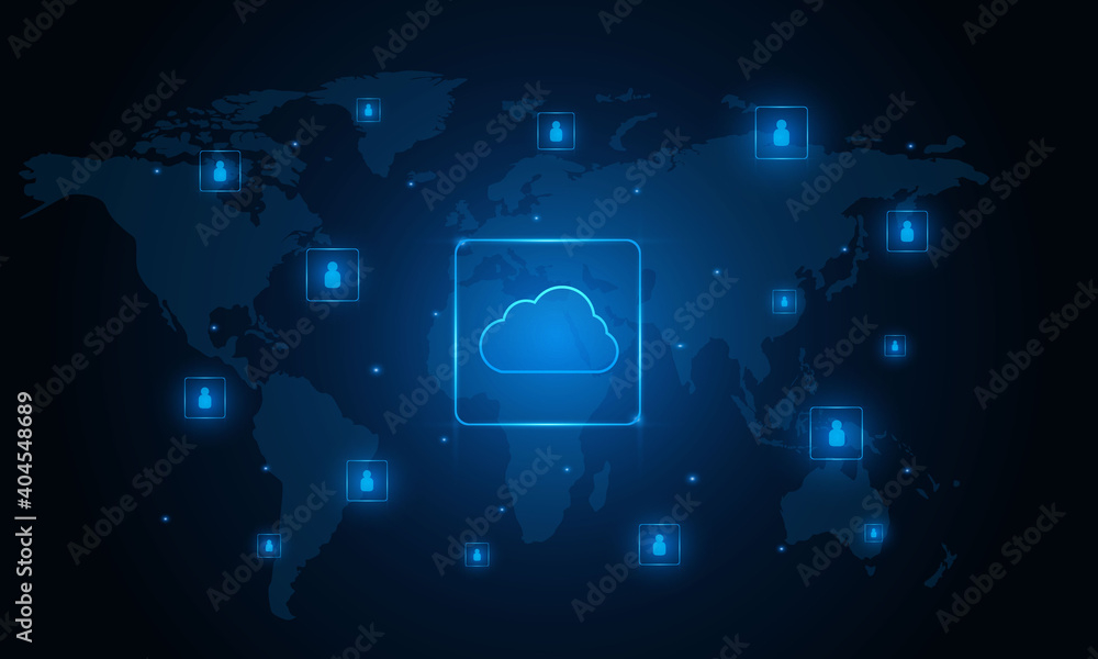 Modern cloud technology futuristic, online storage, work from home Modern cloud technology futuristic, online storage, work from home
