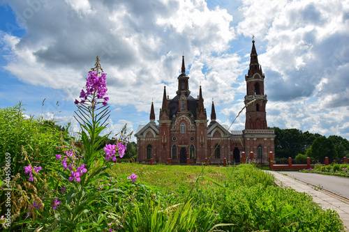 Orthodox Church among the greenery and flowers of the Park