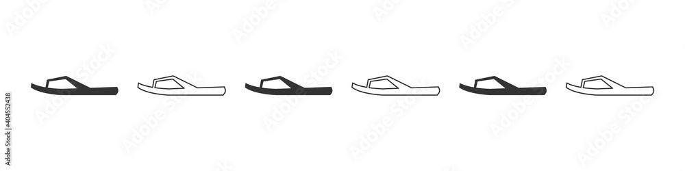 Shoes icons. Silhouette of slippers. Shoes icons isolated on white background. Vector illustration