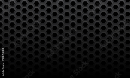 Abstract dark grey hexagon mesh pattern dim light background texture vector illustration.