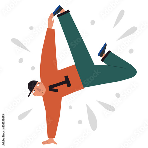 Canvas-taulu Funny male street dancer in flat style isolated on white background