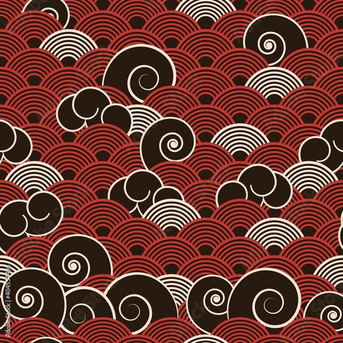 Abstract japanese marine seamless pattern