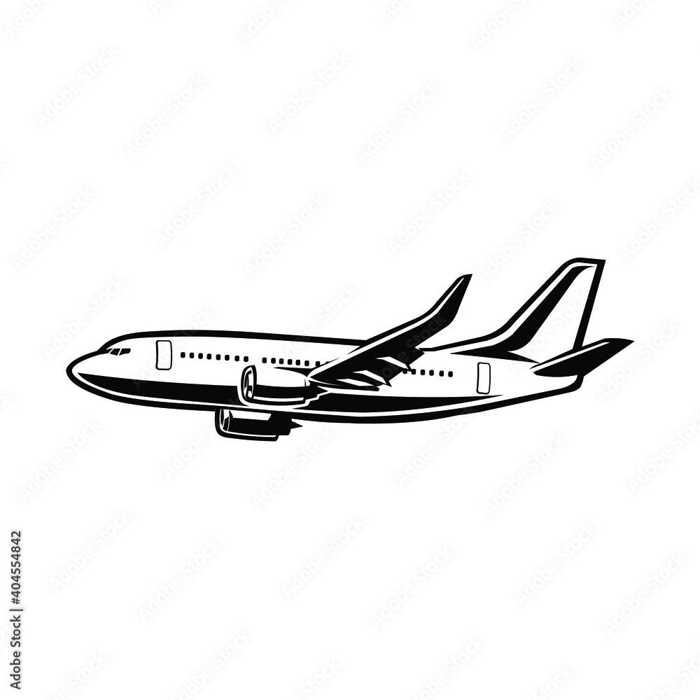 Εκτύπωση καμβά Commercial airplane vector image illustration isolated