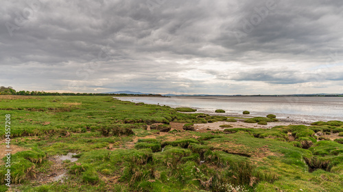 The Solway coast, looking at the Channel of River Esk in Bowness-on-Solway, Cumbria, England, UK