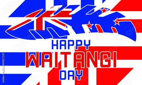 Waitangi Day (Māori: Te Rā o Waitangi), the national day of New Zealand. 6th of February. Design for poster, greeting card, banner, and background. Vector EPS 10. photo