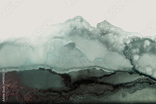 Art Abstract watercolor painting blots landscape background. Alcohol ink colors. Marble texture.