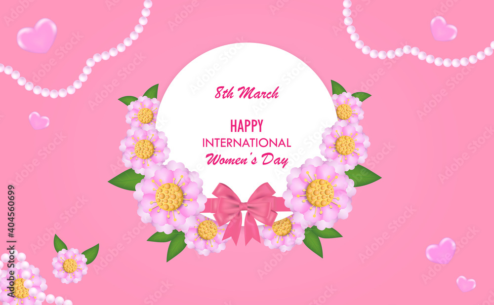 International women's day background with paper cut flower of 8 of Vector International women's day background with paper cut flower of 8 of Vector