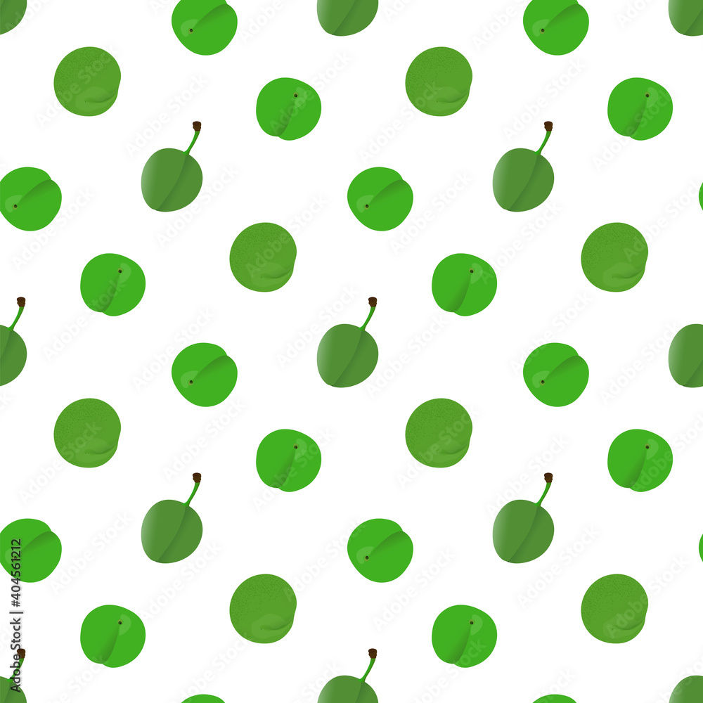 Green Plum design for textile fabrics. Cute and sour plums. Green Plum design for textile fabrics. Cute and sour plums.