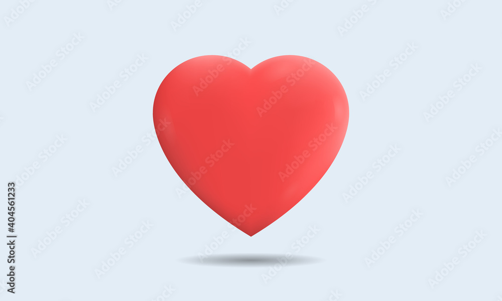 3D Heart icon isolated on light background. Love, Passion, like icon concept. Shiny balloon heart icon for wedding, valentine's day, social network design. Vector illustration