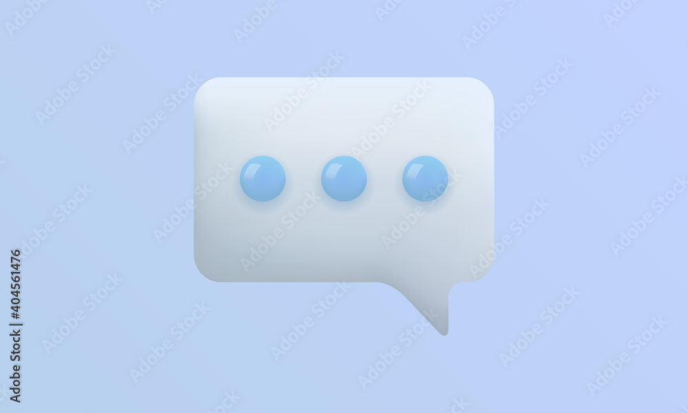 Speech bubble trendy 3d icon isolated on blue background. Chat bubble realistic icon template for messenger, blog, support, chat. Vector illustration Speech bubble trendy 3d icon isolated on blue background. Chat bubble realistic icon template for messenger, blog, support, chat. Vector illustration
