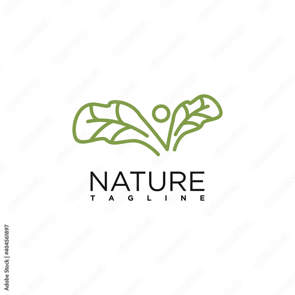 Abstract leaf logo, with line art style design vector template Abstract leaf logo, with line art style design vector template