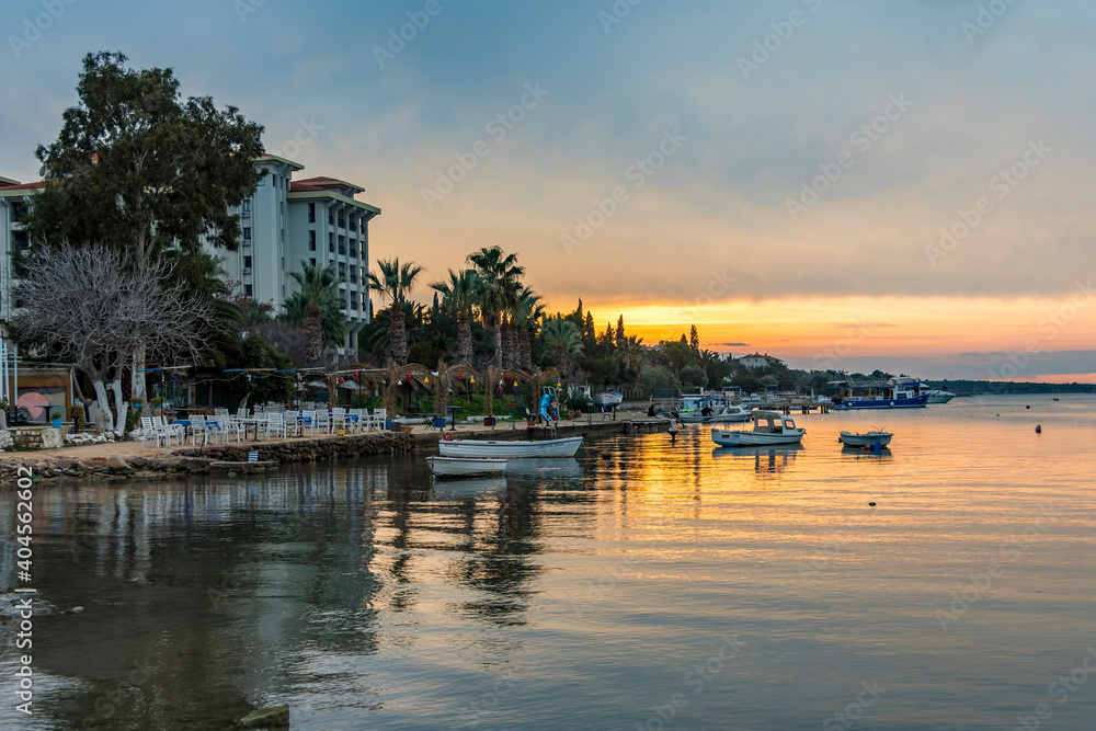 Obraz premium Ildiri Village harbour view in Cesme Town. Ildiri Village is populer tourist destination in Turkey.