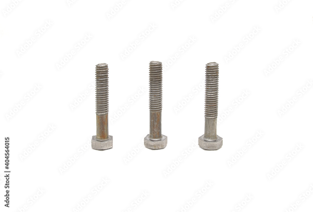 Rusty bolts on white background close-up. Engineering, industry, technology, fasteners Rusty bolts on white background close-up. Engineering, industry, technology, fasteners
