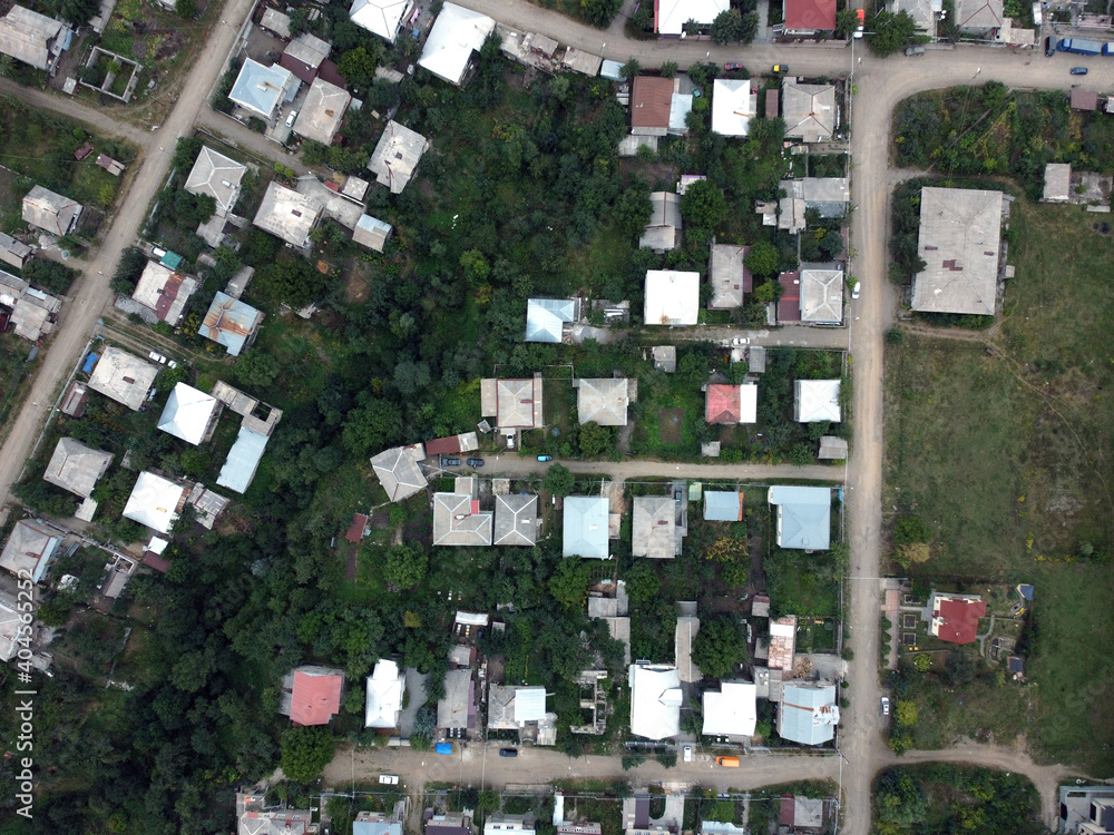 Φωτογραφία Aerial Top Down view on Streets in Armenia. City of Gyumri